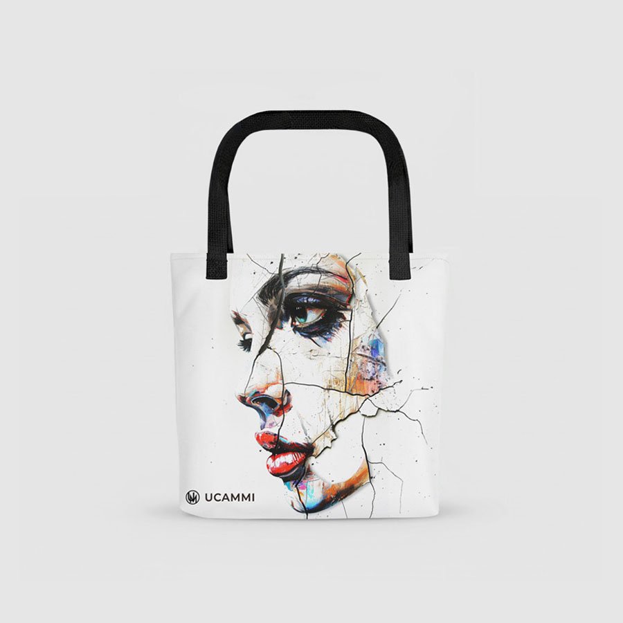 Atelier: Fractured Calm Portrait Canvas Tote Bag | Double-Sided Medium