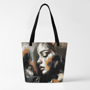 UCAMMI Atelier Large Tote Bag – Abstract Female Portrait Art Tote with Double-Sided Canvas Design for Women