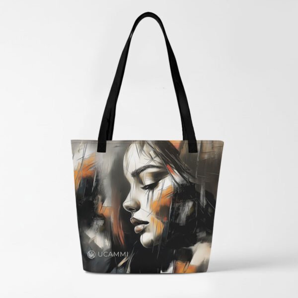 UCAMMI Atelier Large Tote Bag – Abstract Female Portrait Art Tote with Double-Sided Canvas Design for Women