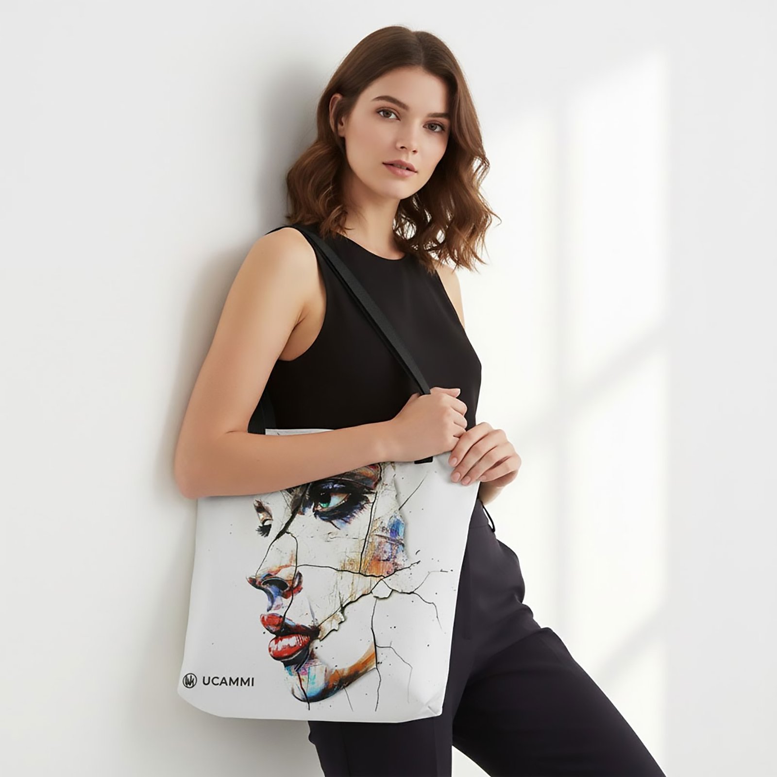 Atelier: Fractured Calm Portrait Canvas Tote Bag | Double-Sided Large