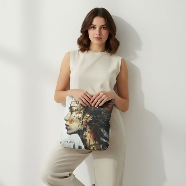 Atelier: Urban City Female Portrait Canvas Tote Bag | Double-Sided Medium