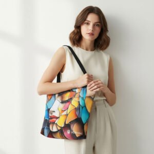 Atelier: Mosaic Portrait Canvas Tote Bag | Double-Sided Medium