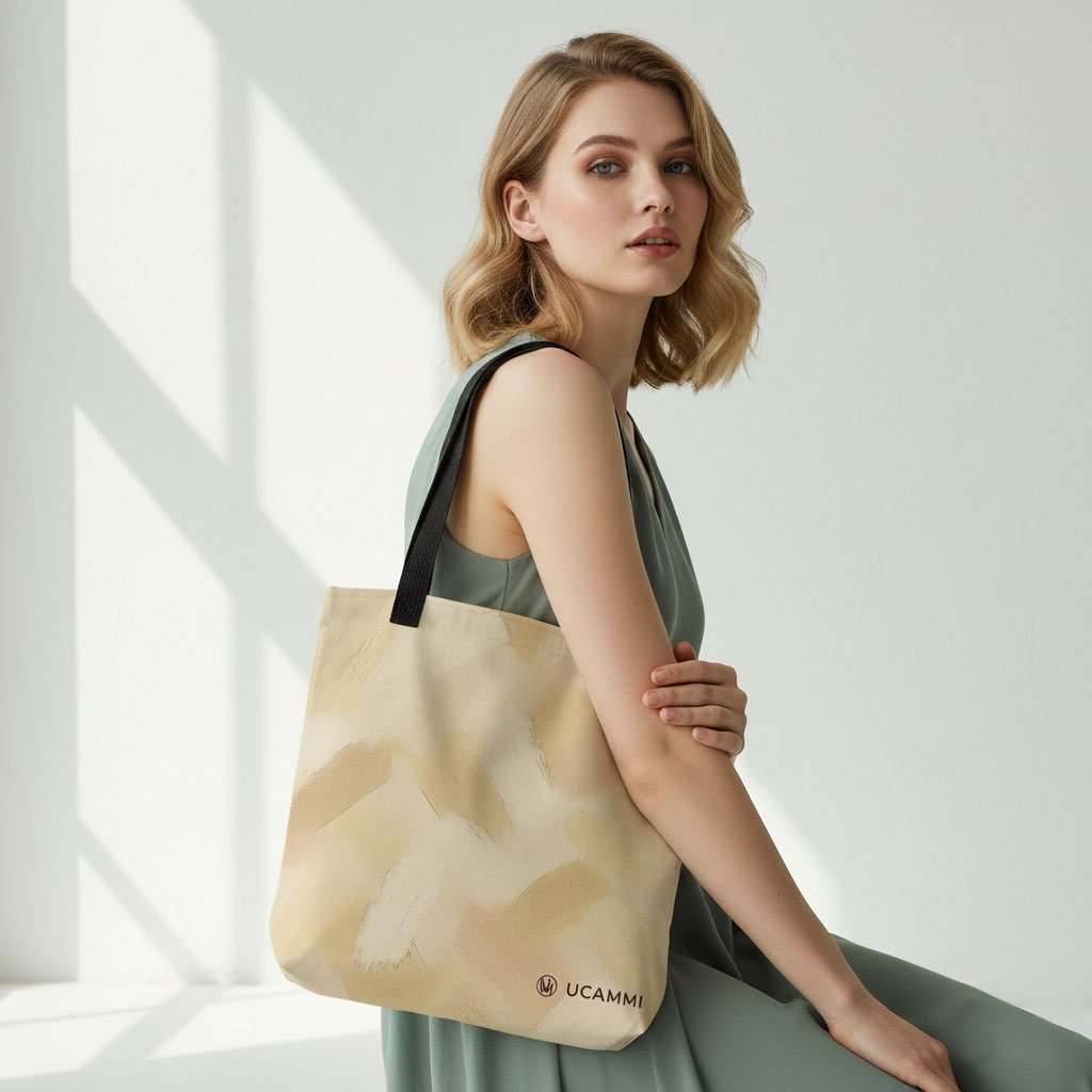 Linea: Soft Brush Texture Canvas Tote Bag | Double-Sided | Medium Size