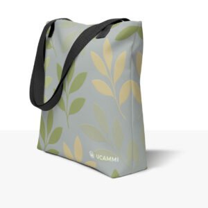 Linea: Soft Leaf Flow Canvas Tote Bag | Double-Sided | Medium Size