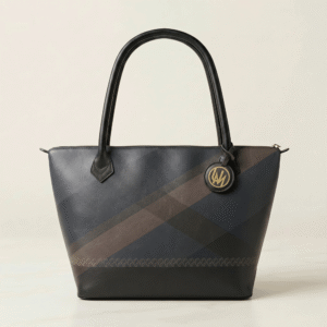 Designer leather tote bag in Umber Motion print from the Ucammi Forma collection