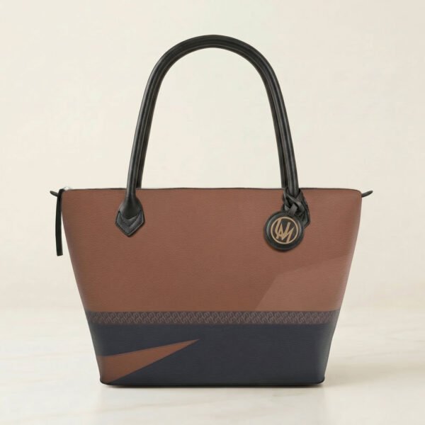 Nappa leather tote bag in brown and black from the Ucammi Forma collection